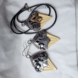 Silver and faux bone earrings